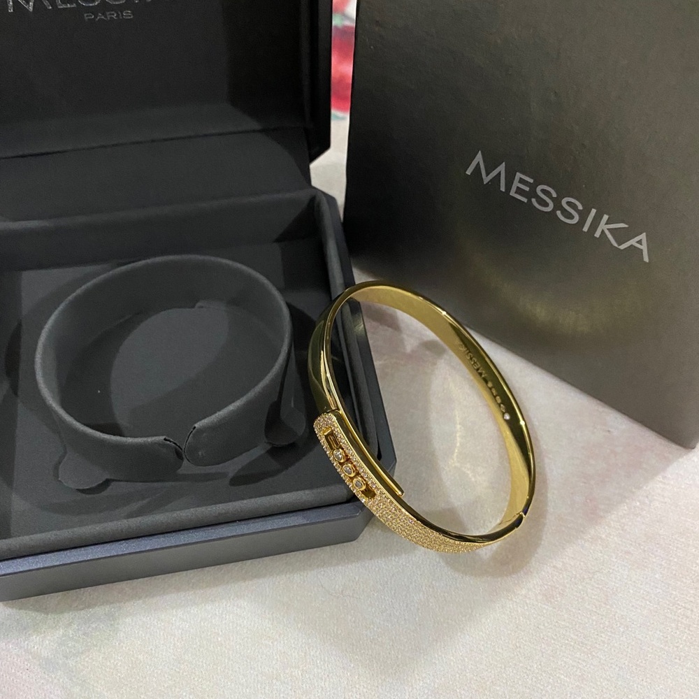 Messika Gold Pavé Hinged Women Bangle Bracelet